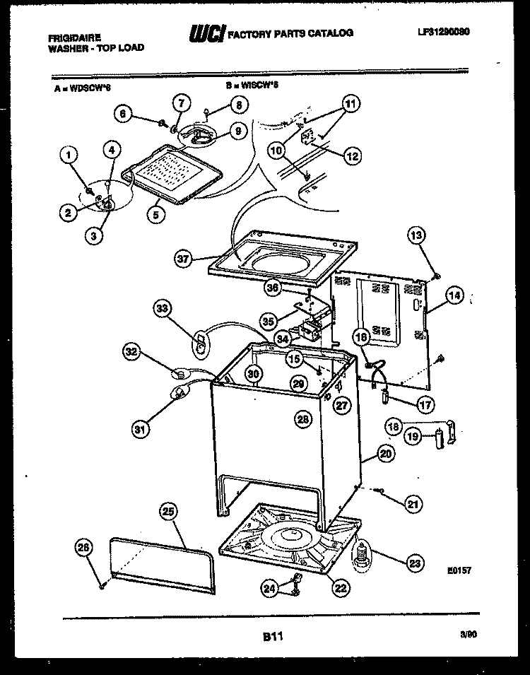 CABINET PARTS Diagram and Parts List for WISCL6  Frigidaire Washer
