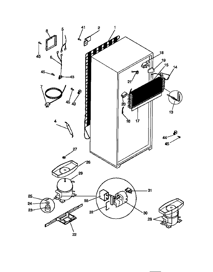 COOLING SYSTEM Diagram and Parts List for WRT18JRCW0  Frigidaire Refrigerator