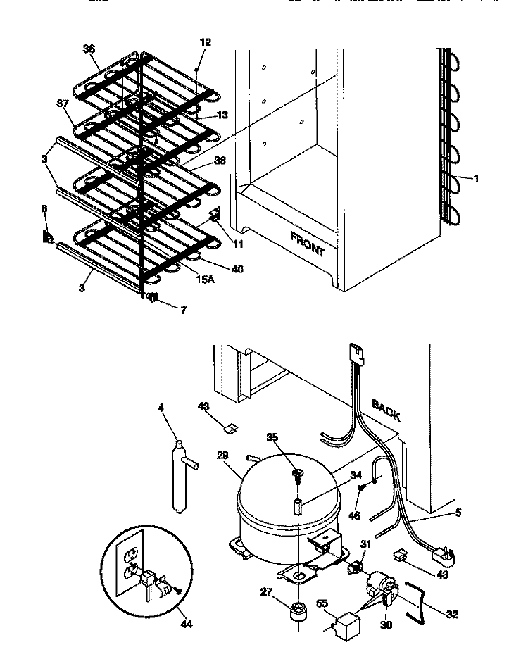 SYSTEM Diagram and Parts List for GFU12M2AW4  Gibson Freezer