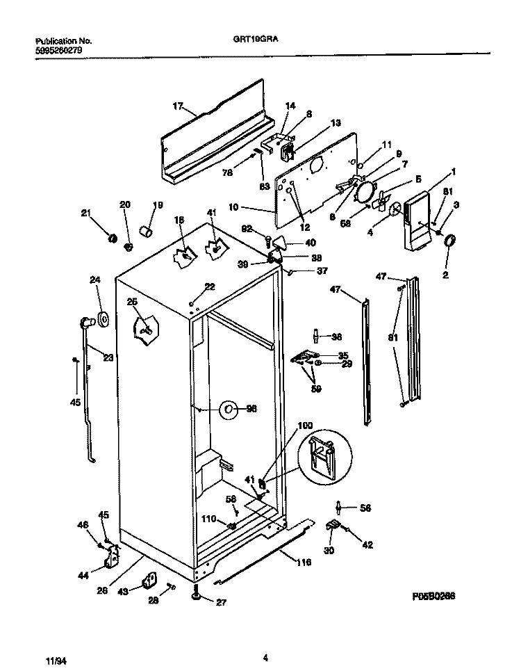 CABINET W / FAN ASSEMBLY Diagram and Parts List for GRT19GRAD3  Gibson Refrigerator