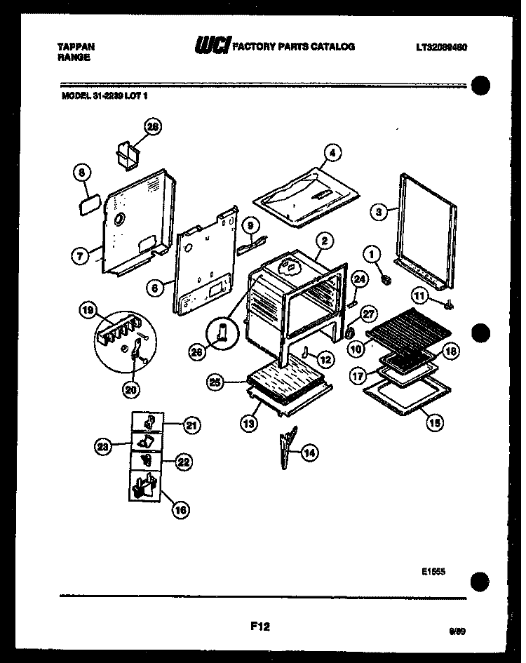 BODY PARTS Diagram and Parts List for 31-2239-23-01  Tappan Range