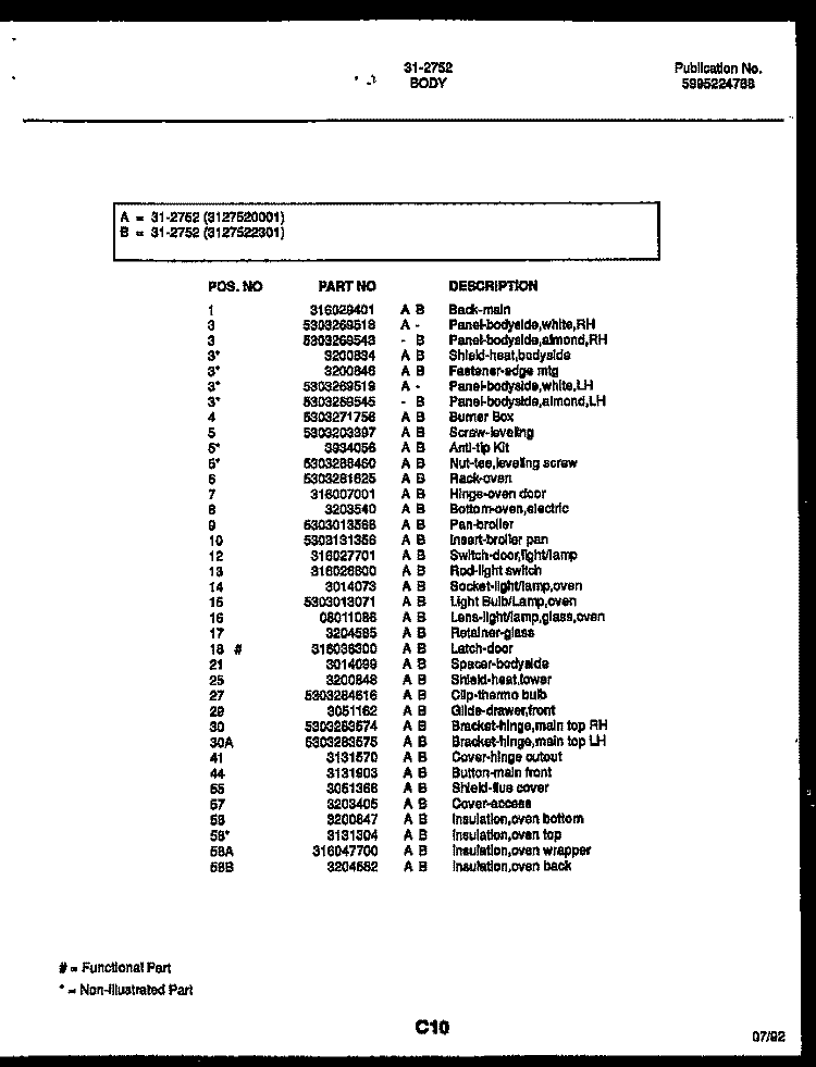 BACKGUARD Diagram and Parts List for 31-3972-00-01  Tappan Range