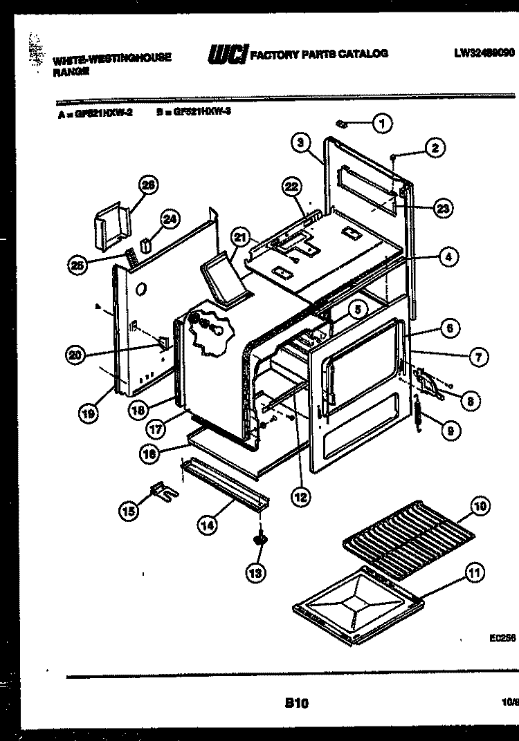 BODY PARTS Diagram and Parts List for GF521HXD3  Frigidaire Range