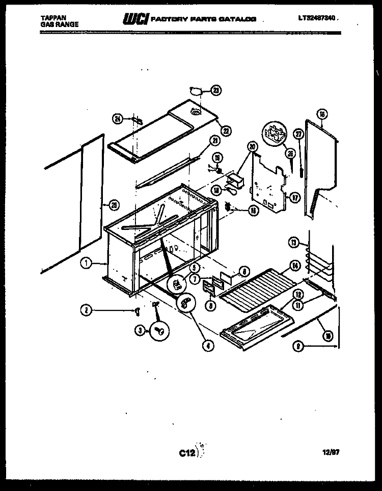 UPPER BODY PARTS Diagram and Parts List for 72-3977-66-03  Tappan Range