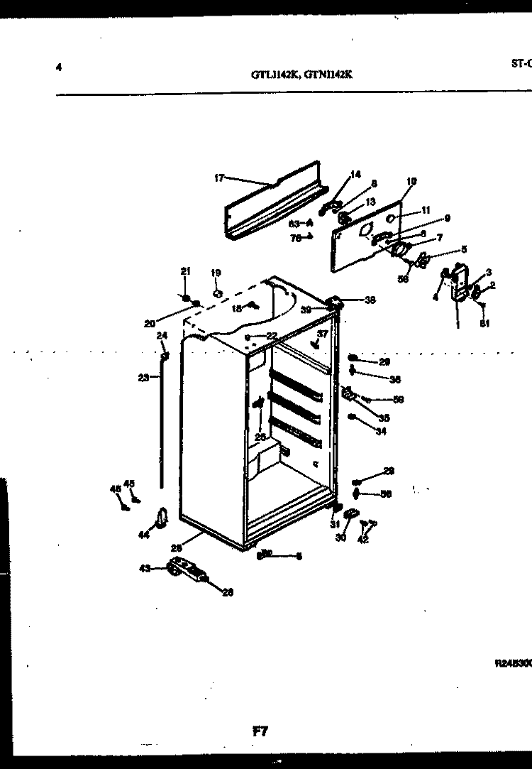 CABINET PARTS Diagram and Parts List for GTNI142BK2  Frigidaire Refrigerator