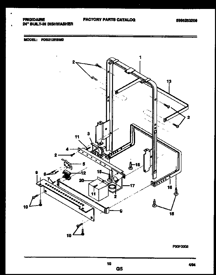 POWER DRY AND MOTOR PARTS Diagram and Parts List for FDB212RBM0  Frigidaire Dishwasher