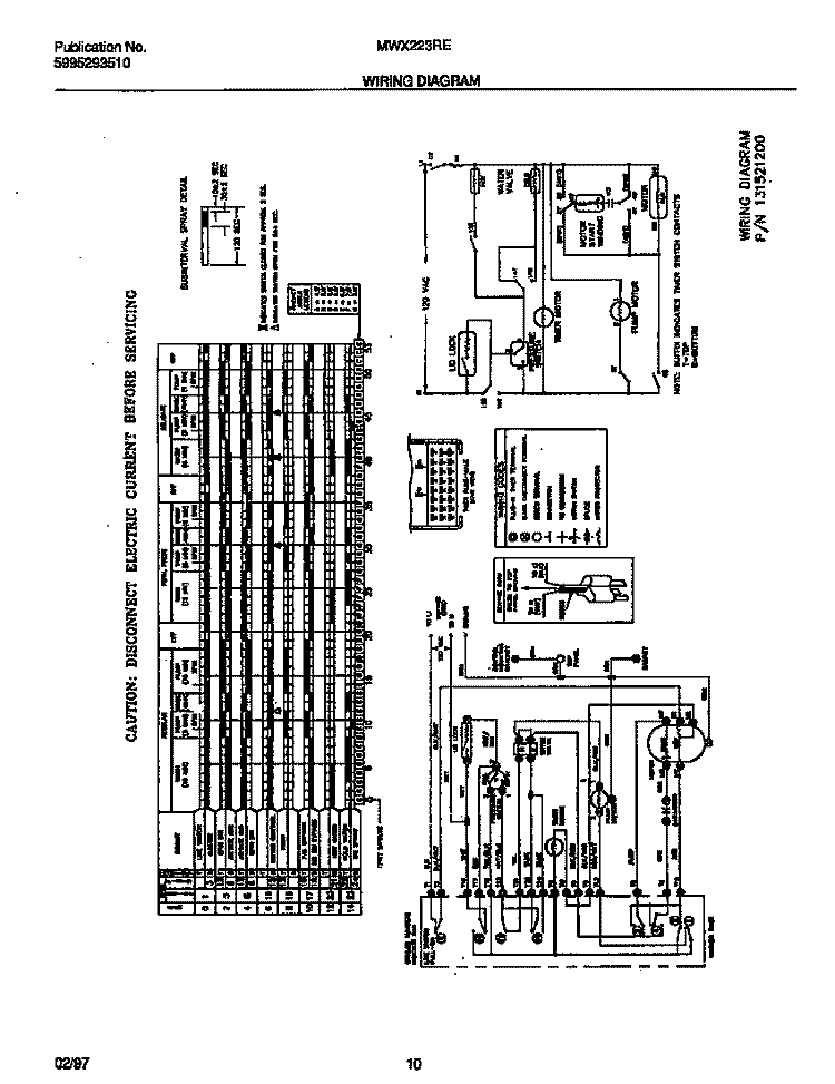 WIRING DIAGRAM Diagram and Parts List for MWX223REW1  Frigidaire Washer