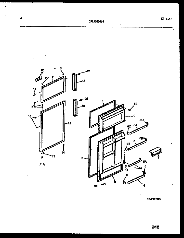 DOOR PARTS Diagram and Parts List for ATN152HK0  Frigidaire Refrigerator