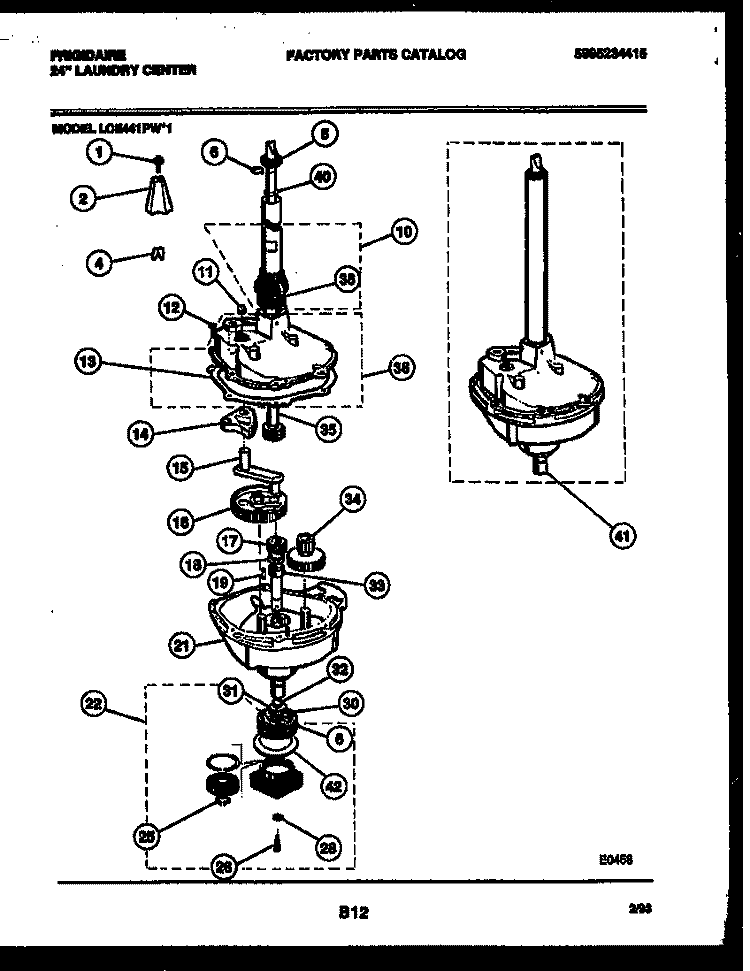 TRANSMISSION PARTS Diagram and Parts List for LCE441PL1  Frigidaire Washer