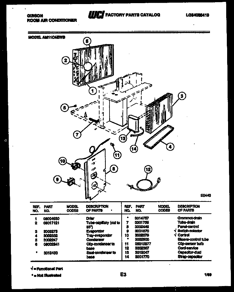 ELECTRICAL PARTS Diagram and Parts List for AM11C4EWB  Gibson Air Conditioner