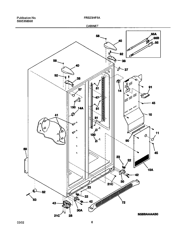 CABINET Diagram and Parts List for FRS23HF5AQ3  Frigidaire Refrigerator