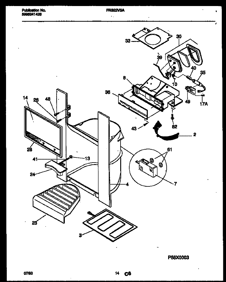 ICE DOOR, DISPENSER AND WATER TANKS Diagram and Parts List for FRS22VSAD0  Frigidaire Refrigerator