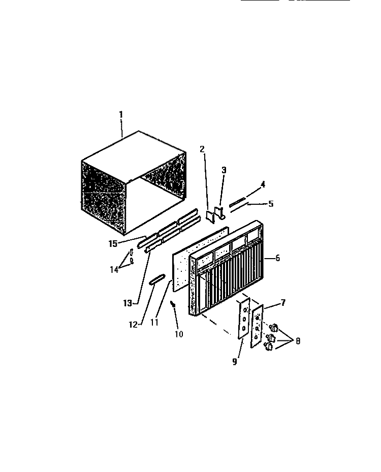 CABINET, FRONT, WRAPPER Diagram and Parts List for M418B2EA  Kelvinator Air Conditioner