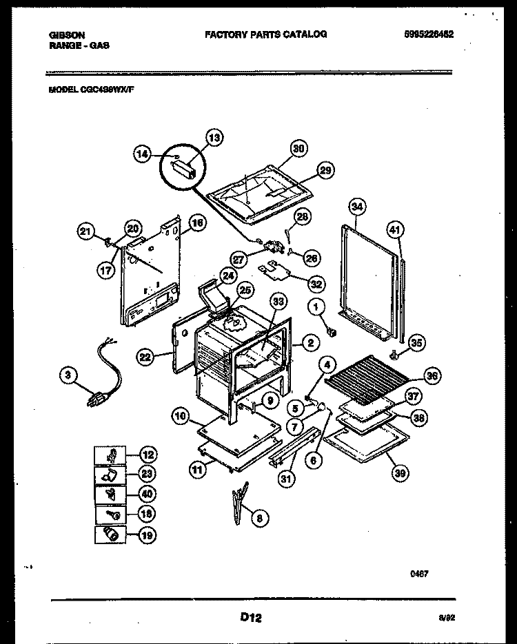 BODY PARTS Diagram and Parts List for CGC4S8WXF  Gibson Range