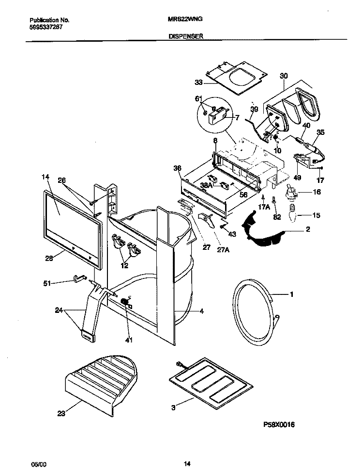 ICE AND WATER DISP Diagram and Parts List for MRS22WNGD6  Frigidaire Refrigerator