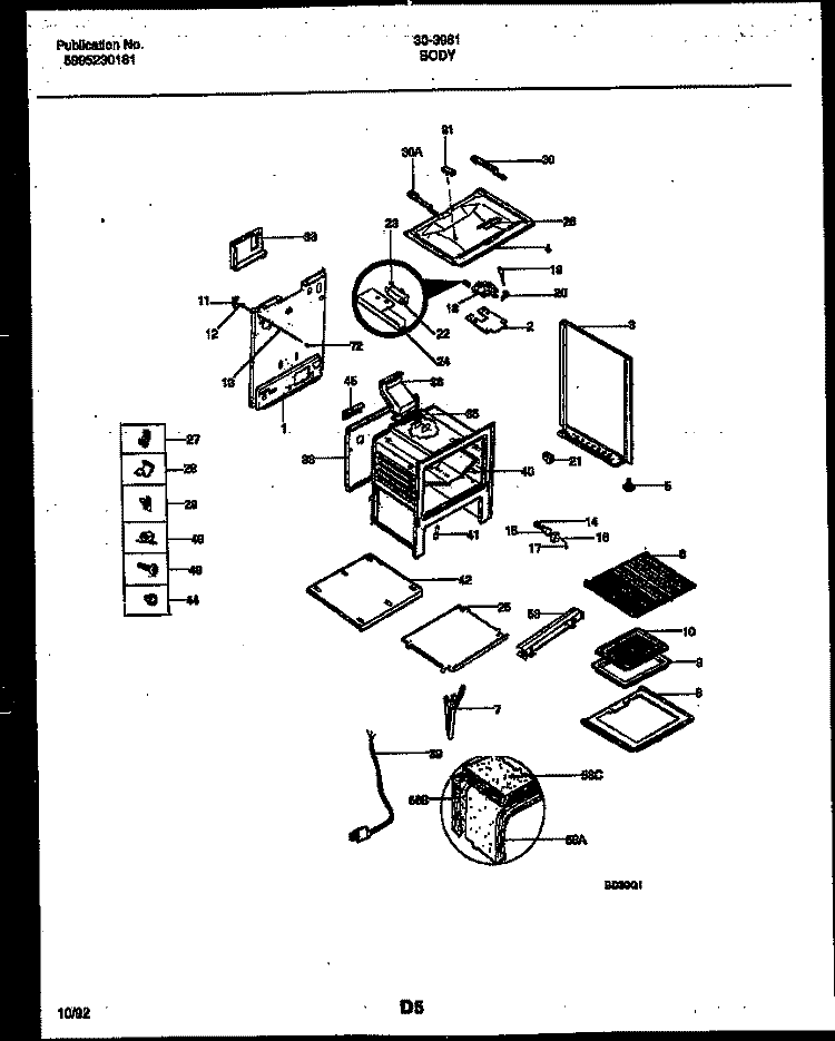 DOOR PARTS Diagram and Parts List for 30-3981-00-04  Tappan Range