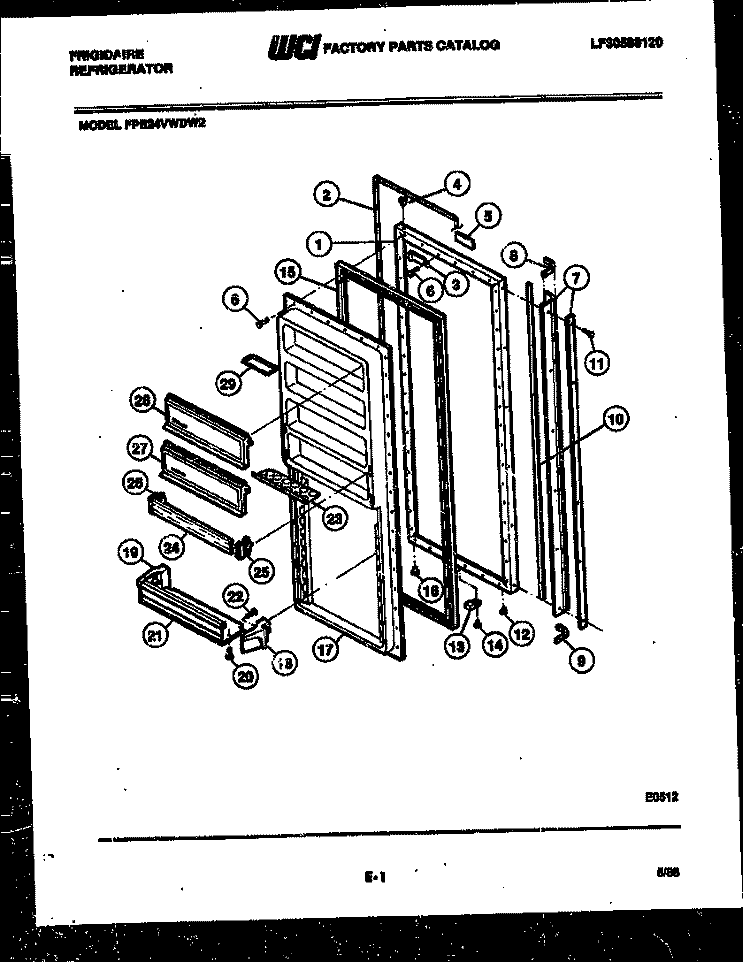 REFRIGERATOR DOOR PARTS Diagram and Parts List for FPE24VWDF2  Frigidaire Refrigerator