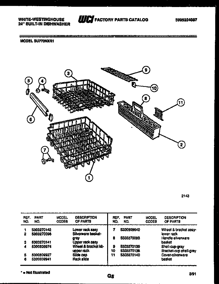 RACKS AND TRAYS Diagram and Parts List for SU770NXR1  Frigidaire Dishwasher