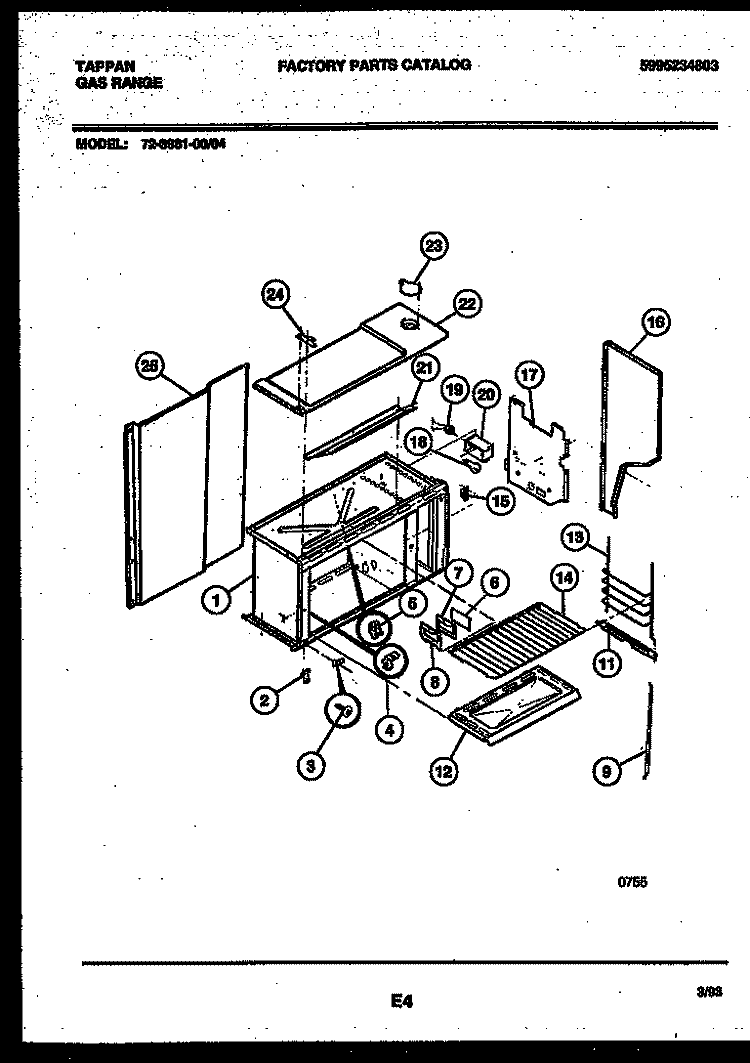 UPPER BODY PARTS Diagram and Parts List for 72-3981-23-04  Tappan Range