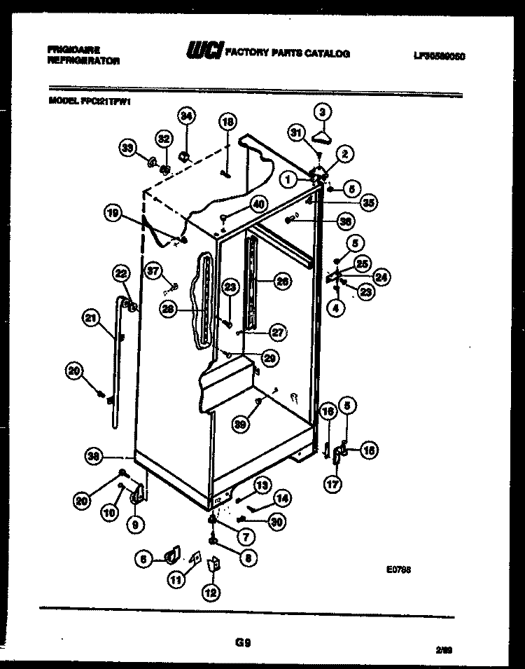CABINET PARTS Diagram and Parts List for FPCI21TFA1  Frigidaire Refrigerator