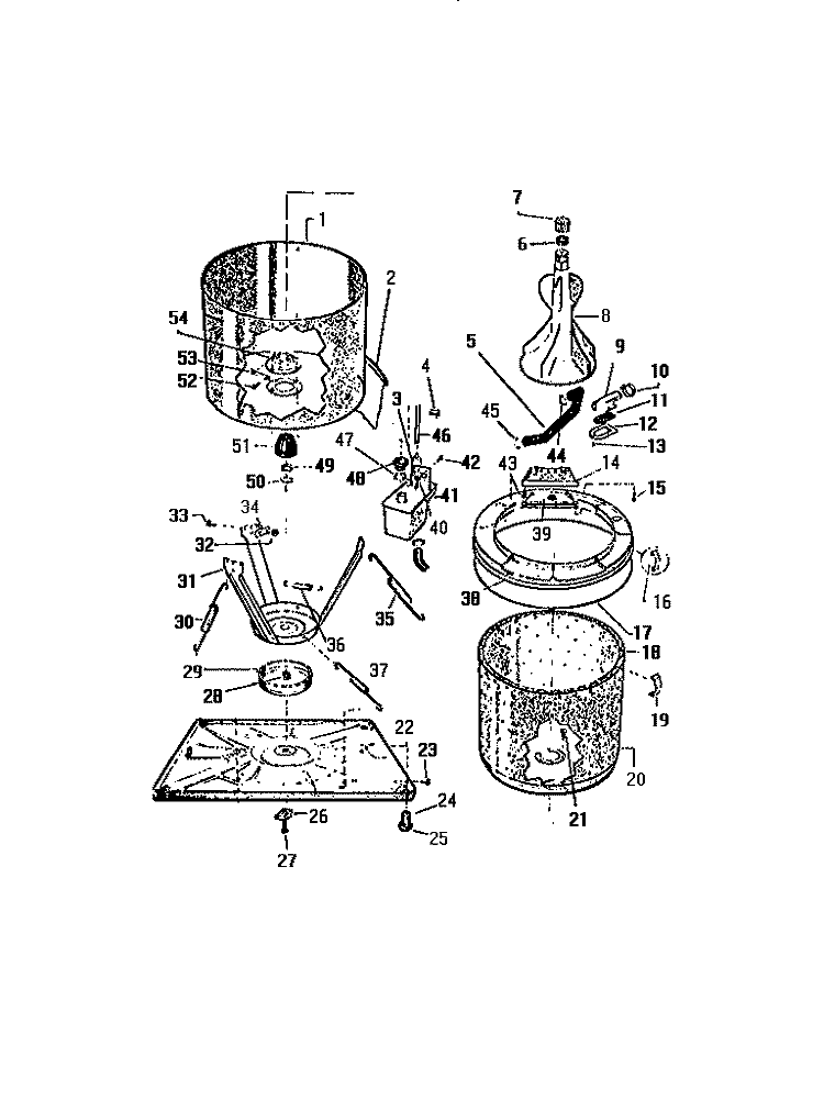 TUBS Diagram and Parts List for AWP220S2W  Kelvinator Washer