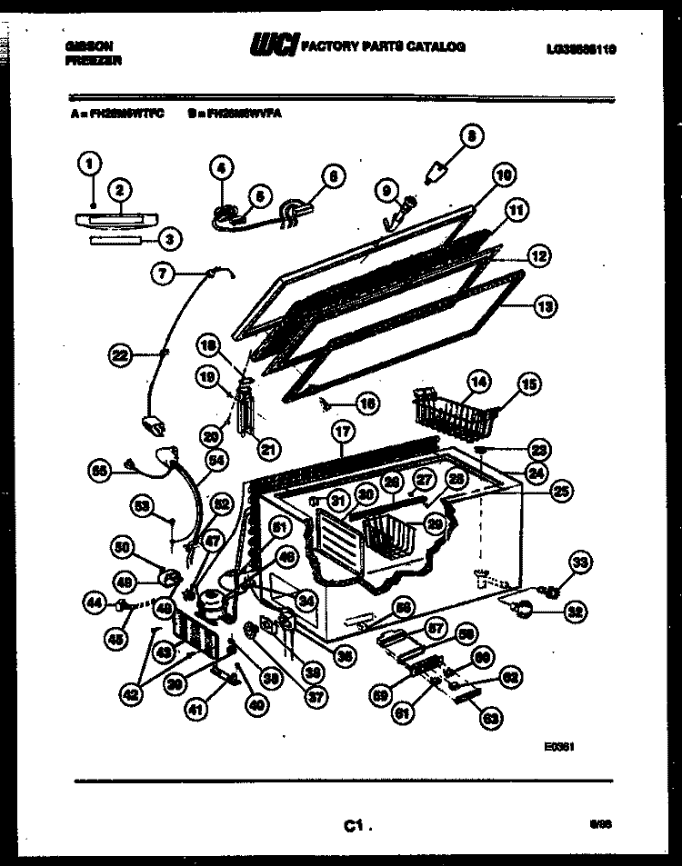 CHEST FREEZER PARTS Diagram and Parts List for FH26M6WVFA  Gibson Freezer