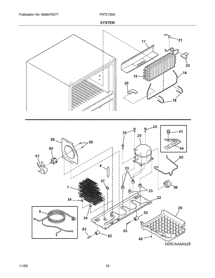 SYSTEM Diagram and Parts List for FRT21S6AQC  Frigidaire Refrigerator