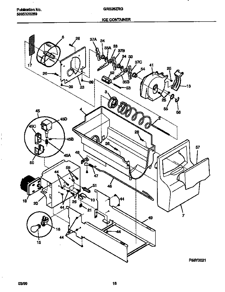 ICE CONTAINER Diagram and Parts List for GRS26ZRGW5  Gibson Refrigerator