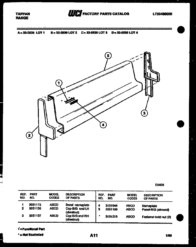 BACKGUARD Diagram and Parts List for 32-2538-23-03  Tappan Range