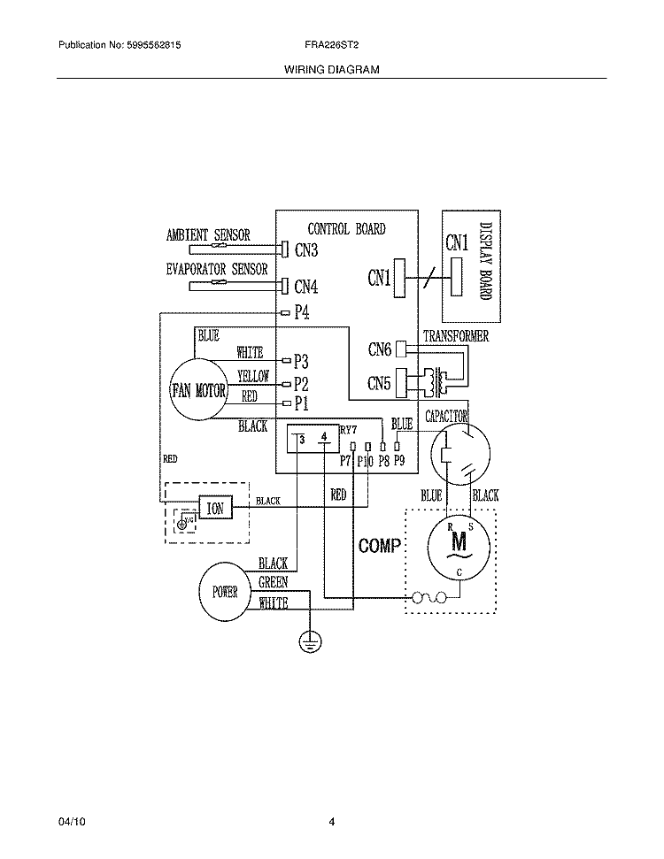 WIRING DIAGRAM Diagram and Parts List for FRA226ST20  Frigidaire Air Conditioner
