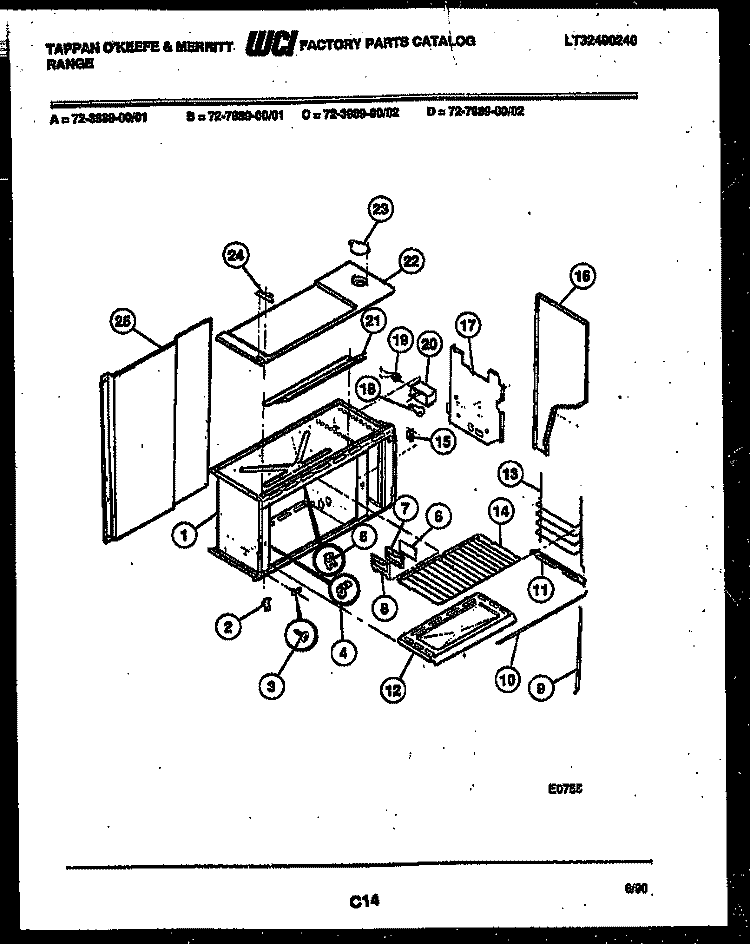 UPPER BODY PARTS Diagram and Parts List for 72-3989-00-01  Tappan Range