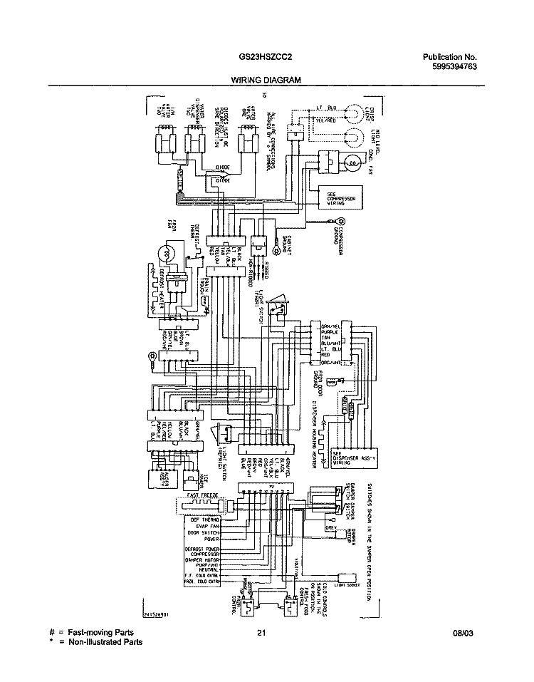 WIRING DIAGRAM Diagram and Parts List for GS23HSZCC2  Frigidaire Refrigerator