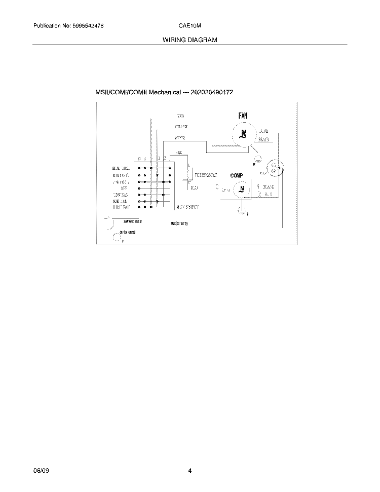 WIRING DIAGRAM Diagram and Parts List for CAE10MB  Crosley Air Conditioner