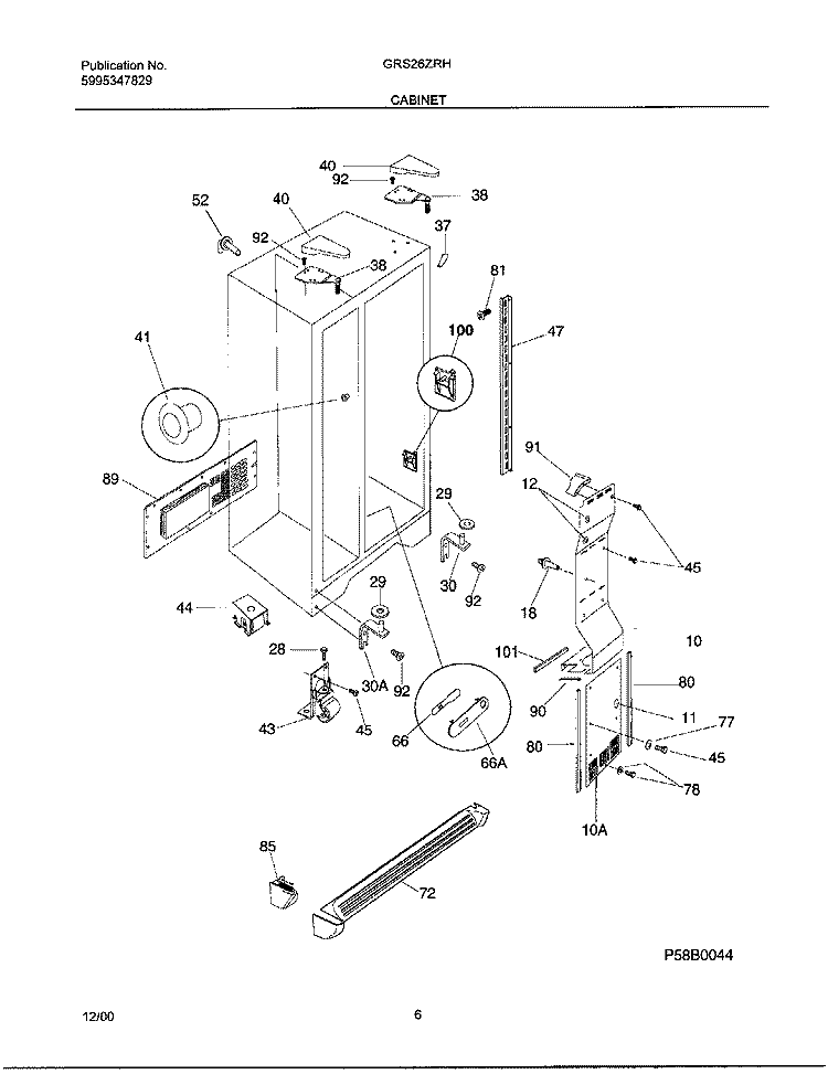 CABINET Diagram and Parts List for GRS26ZRHW6  Gibson Refrigerator