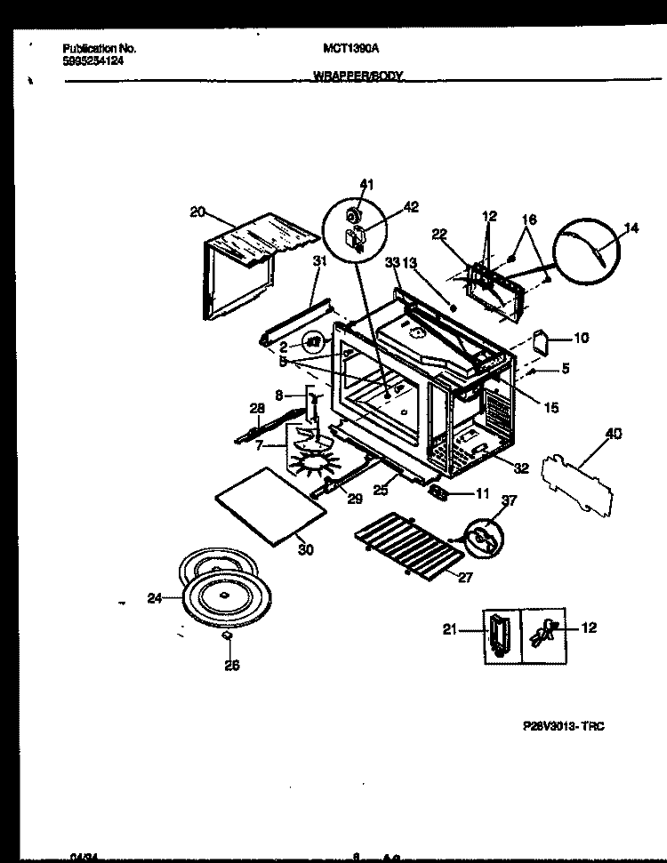 WRAPPER AND BODY PARTS Diagram and Parts List for MCT1390A2  Frigidaire Microwave