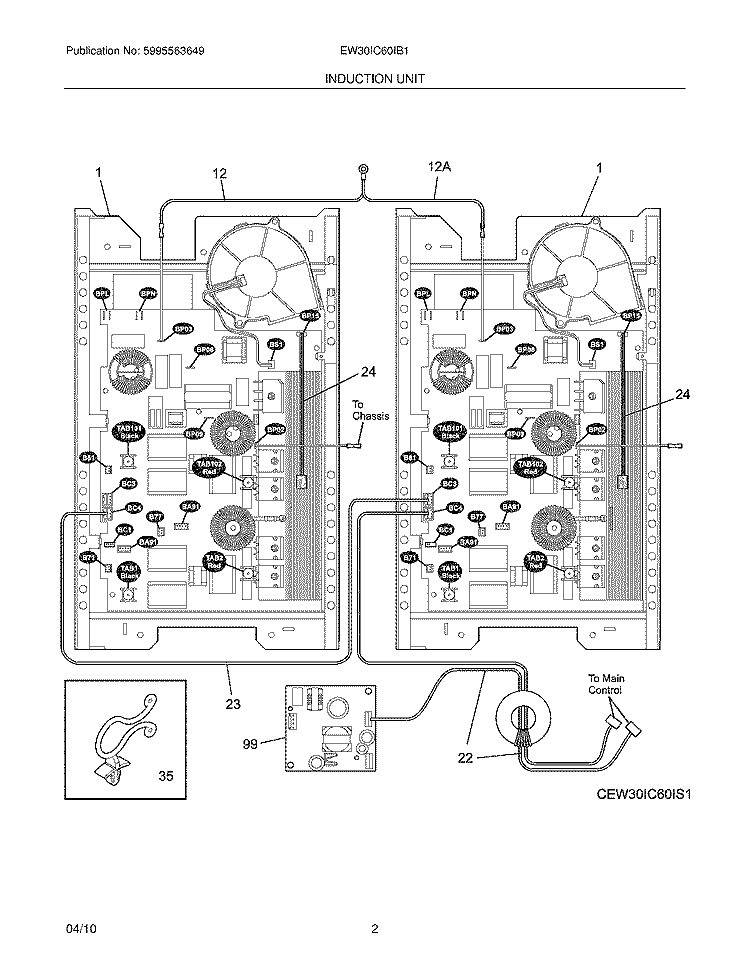 INDUCTION UNIT Diagram and Parts List for EW30IC60IB1  Electrolux Cooktop