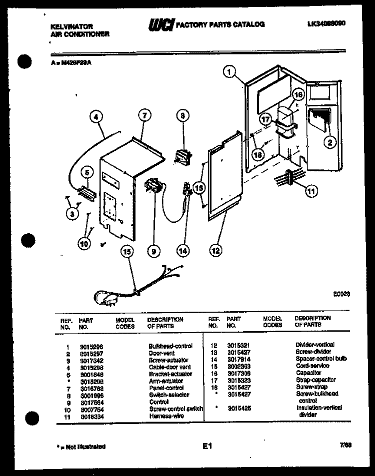 ELECTRICAL PARTS Diagram and Parts List for M428F2SA  Kelvinator Air Conditioner