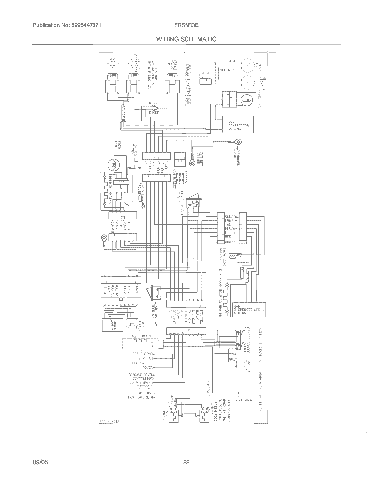 WIRING SCHEMATIC Diagram and Parts List for FRS6R3EW2  Frigidaire Refrigerator