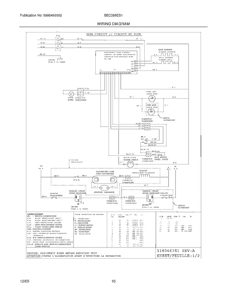 WIRING DIAGRAM Diagram and Parts List for BEC358ES1  Crosley Range