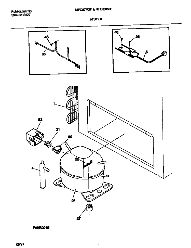 SYSTEM Diagram and Parts List for MFC09M3FW1  Frigidaire Freezer