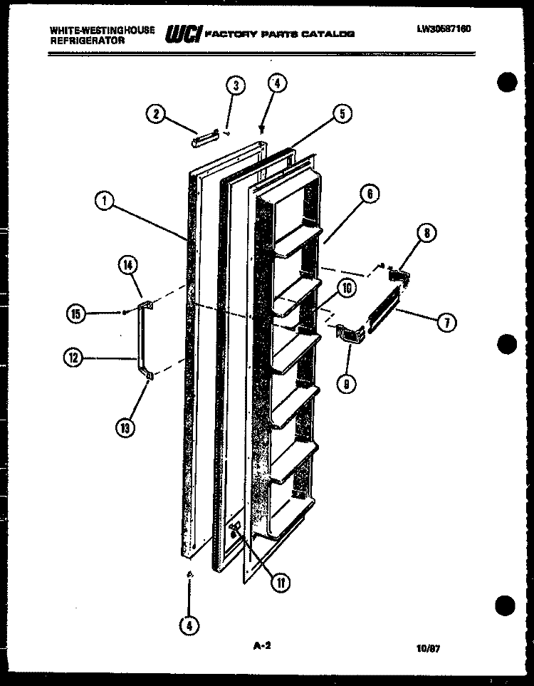 FREEZER DOOR PARTS Diagram and Parts List for RS192GCF4  Frigidaire Refrigerator