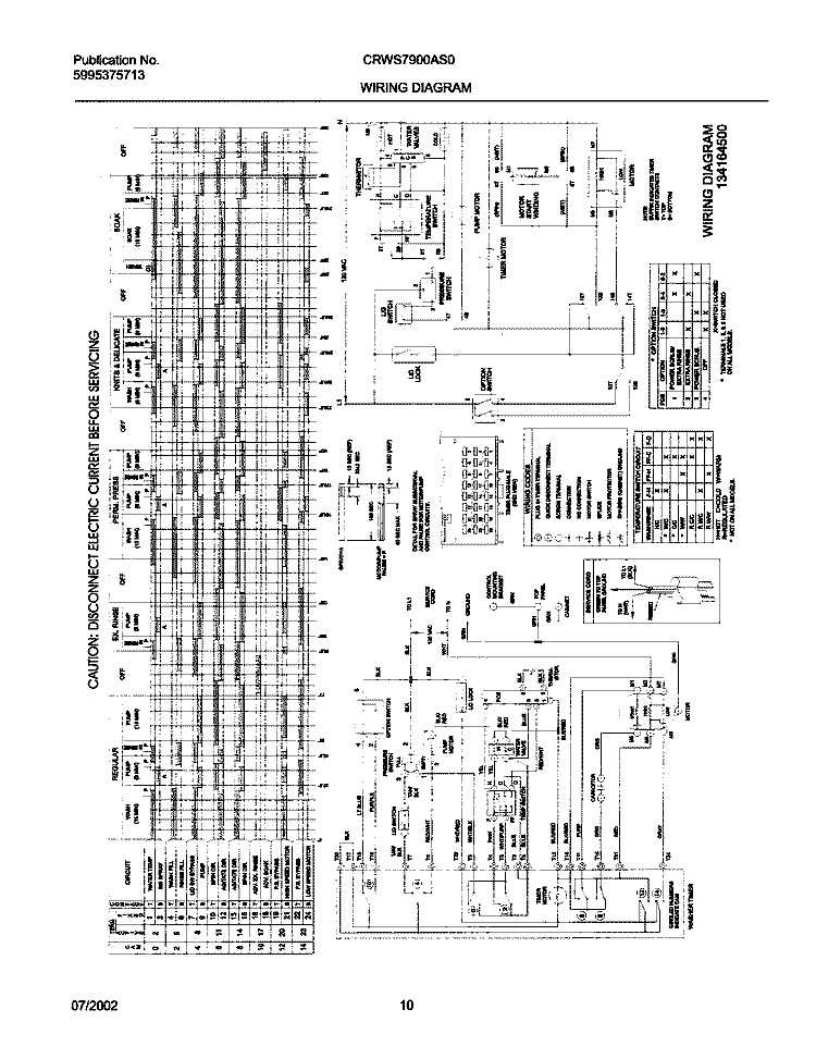 134164500 WIRING DIAGRAM Diagram and Parts List for CRWS7900AS0  Frigidaire Washer