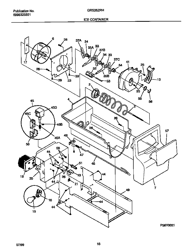ICE CONTAINER Diagram and Parts List for GRS26ZRHW1  Gibson Refrigerator