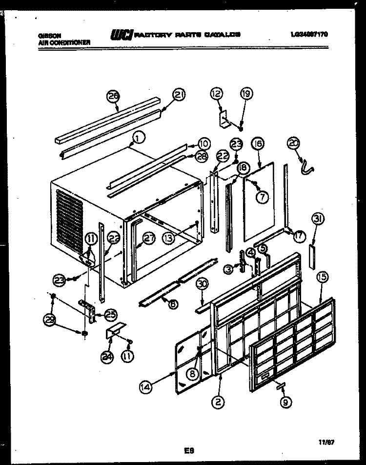 CABINET PARTS Diagram and Parts List for AK18E7RTBA  Gibson Air Conditioner