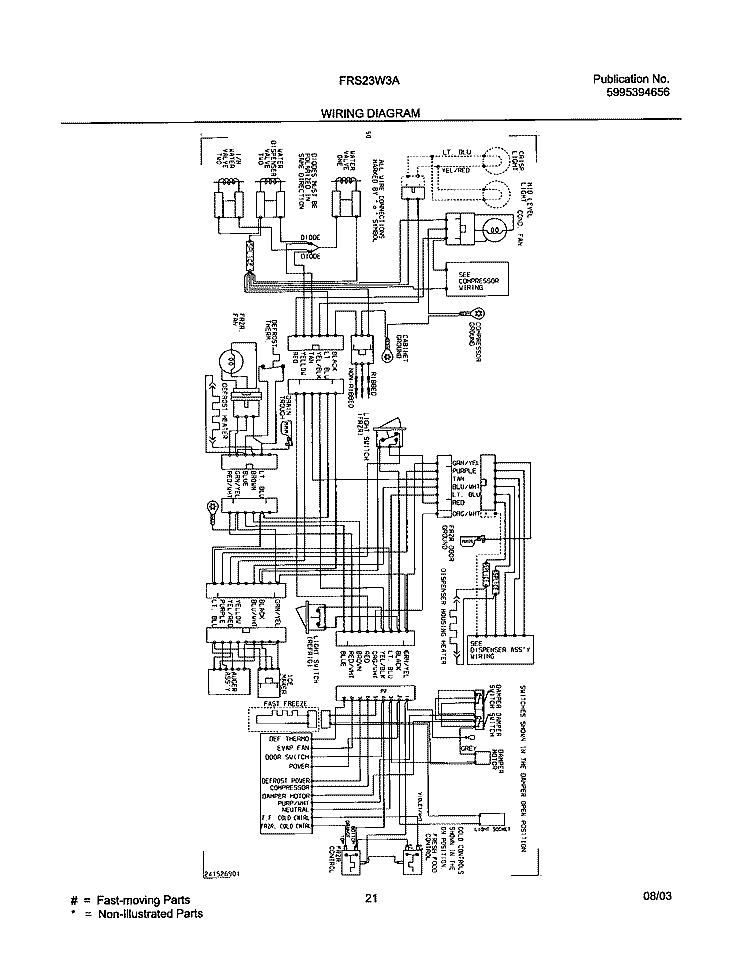 WIRING DIAGRAM Diagram and Parts List for FRS23W3AW9  Frigidaire Refrigerator