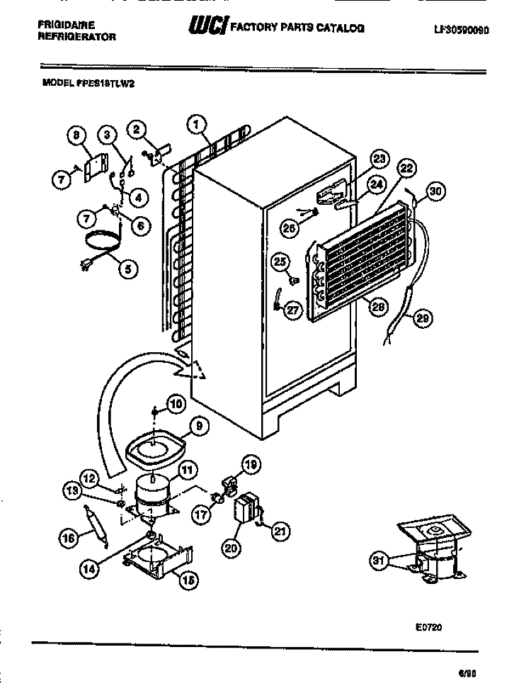 COOLING SYSTEM Diagram and Parts List for FPES18TLF2  Frigidaire Refrigerator