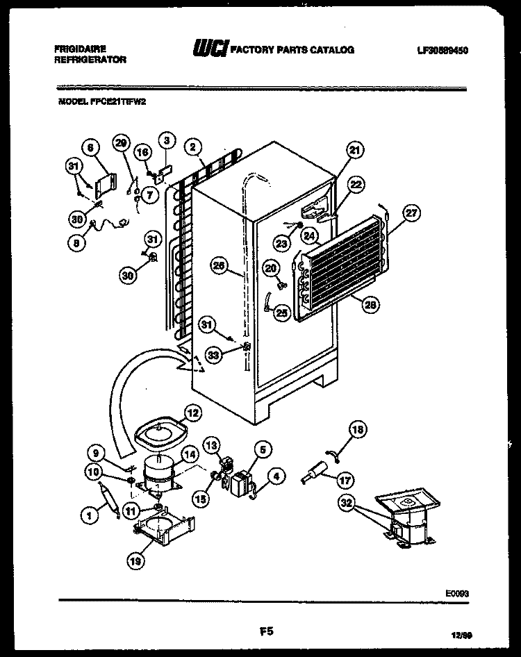 SYSTEM AND AUTOMATIC DEFROST PARTS Diagram and Parts List for FPCE21TIFW2  Frigidaire Refrigerator