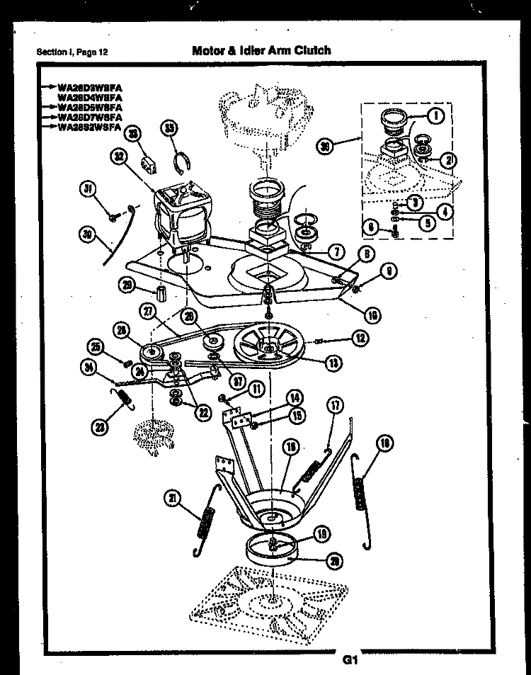 MOTOR & IDLER ARM CLUTCH Diagram and Parts List for RM18F6WSGA  Gibson Refrigerator