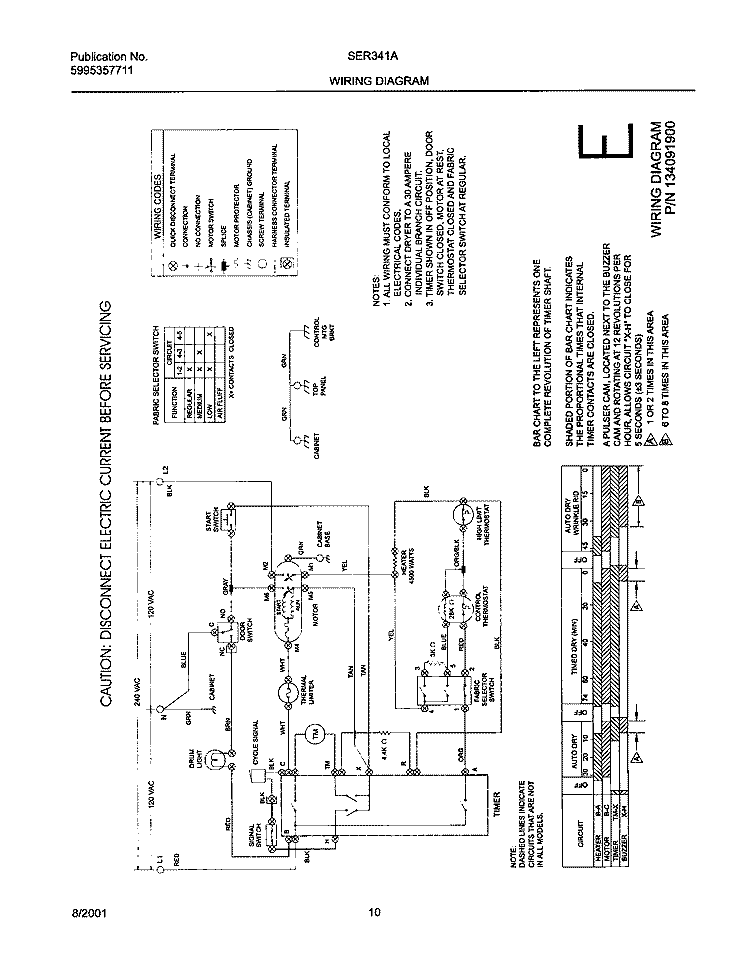 134091900 WIRING DIAGRAM Diagram and Parts List for SER341AQ0  Westinghouse Dryer