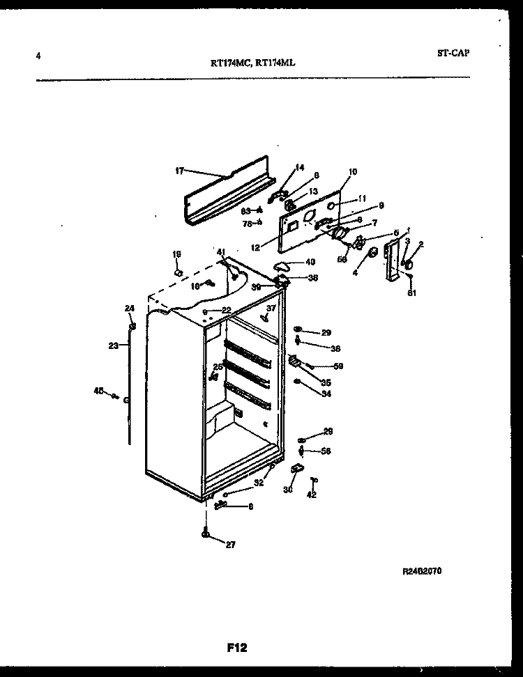 CABINET PARTS Diagram and Parts List for RT174MLW1  Frigidaire Refrigerator